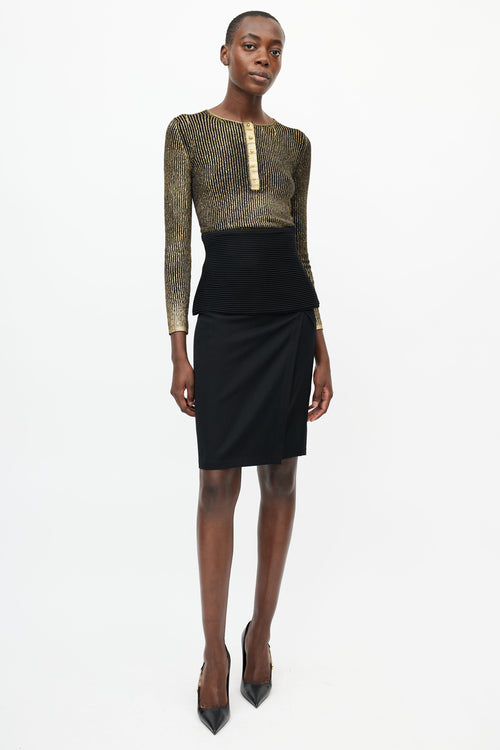 Tom Ford Black 
Gold Knit Longsleeve Top