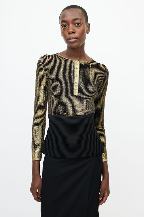 Tom Ford Black 
Gold Knit Longsleeve Top