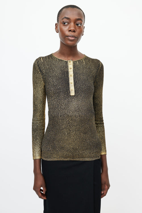 Tom Ford Black 
Gold Knit Longsleeve Top