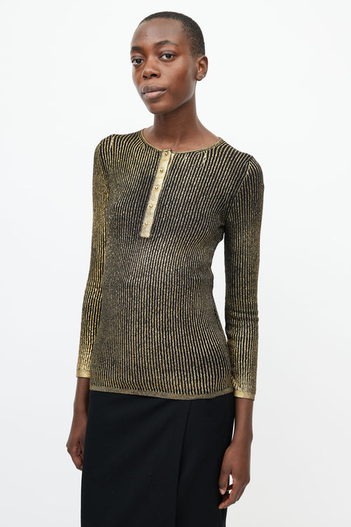 Tom Ford Black 
Gold Knit Longsleeve Top