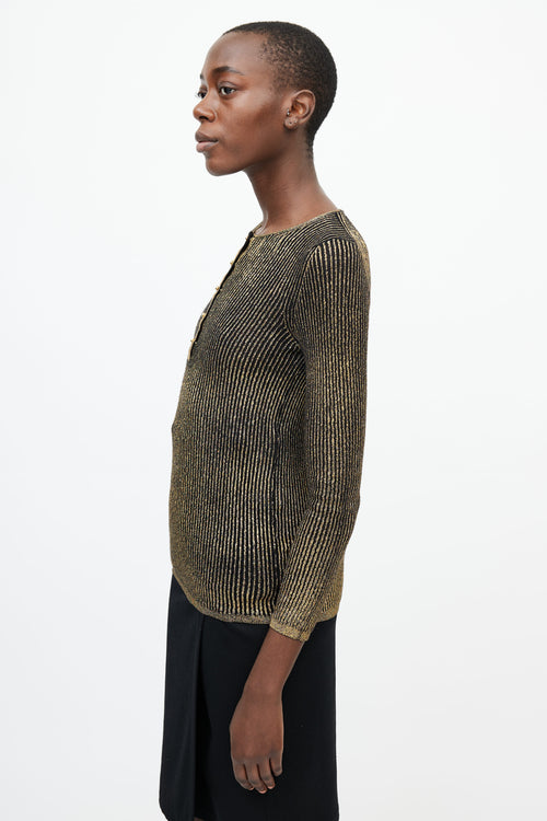 Tom Ford Black 
Gold Knit Longsleeve Top