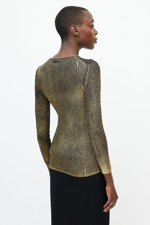 Tom Ford Black 
Gold Knit Longsleeve Top