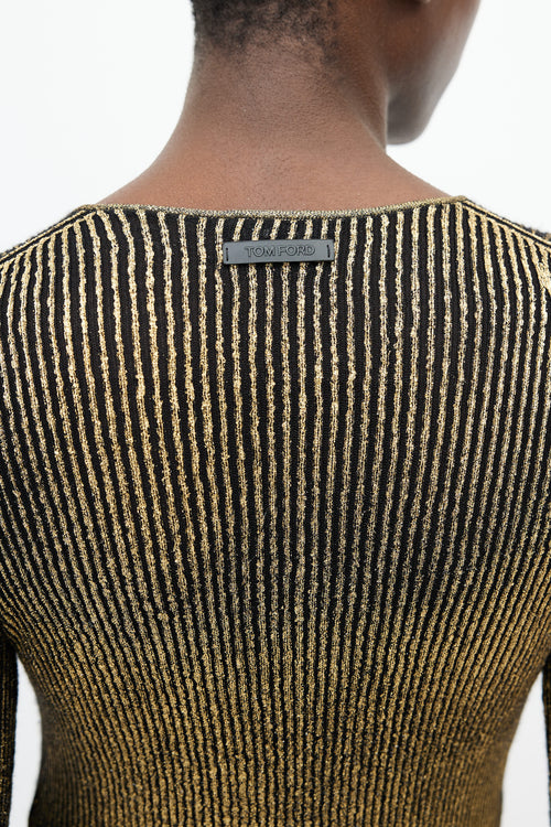 Tom Ford Black 
Gold Knit Longsleeve Top