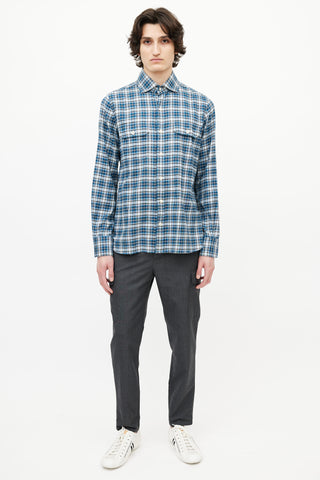 Tom Ford Blue 
White Check Shirt