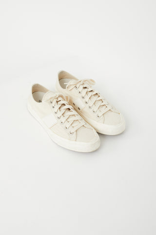 Tom Ford Cream Canvas 
Leather Low Sneaker