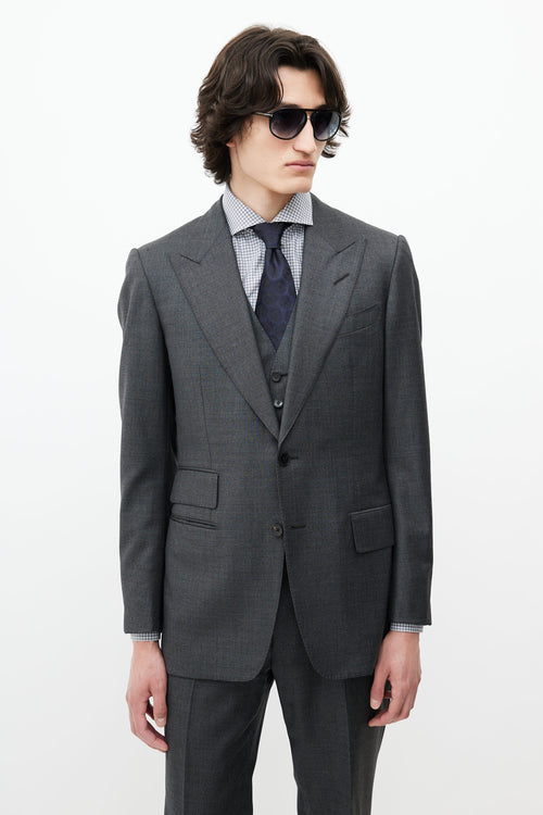 Tom Ford Grey Wool Three Piece Suit