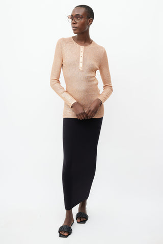 Tom Ford Rose Gold Metallic Knit Longsleeve Top