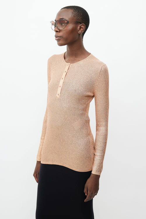 Tom Ford Rose Gold Metallic Knit Longsleeve Top