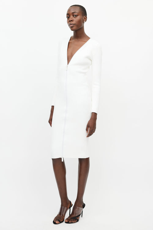 Tom Ford White Knit Zip Up Dress