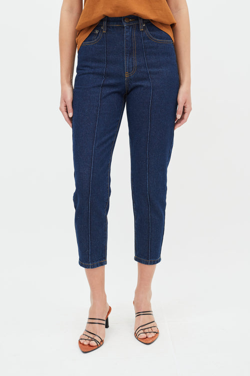 Totême Dark Blue Wash Denim Capri