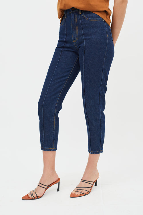 Totême Dark Blue Wash Denim Capri