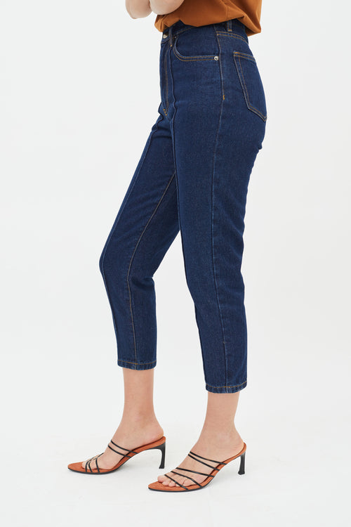 Totême Dark Blue Wash Denim Capri