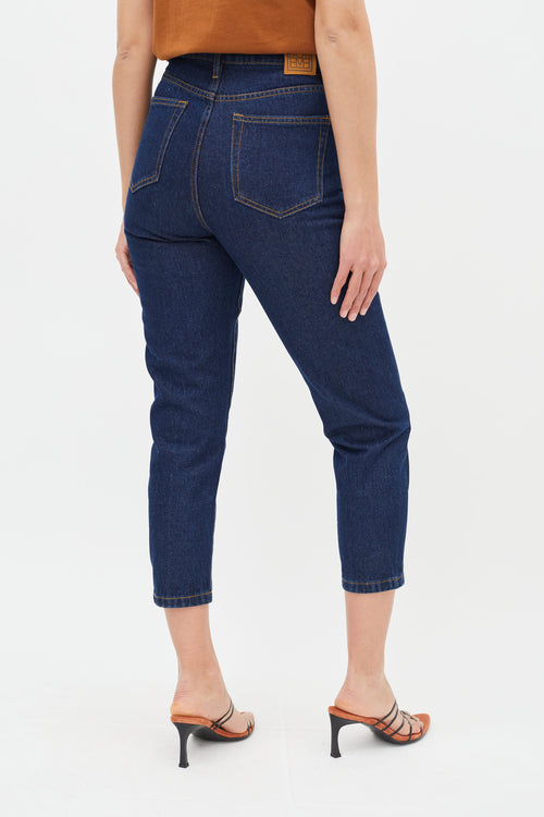 Totême Dark Blue Wash Denim Capri