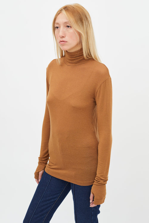 Totême Brown Semi Sheer Long Sleeve Top