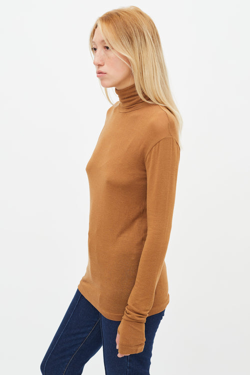 Totême Brown Semi Sheer Long Sleeve Top