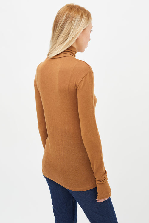 Totême Brown Semi Sheer Long Sleeve Top