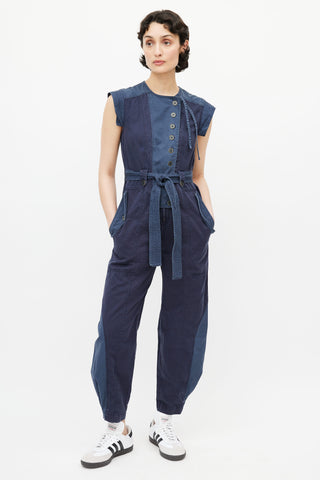 Ulla Johnson Navy Sleeveless Belted Jumpsuit