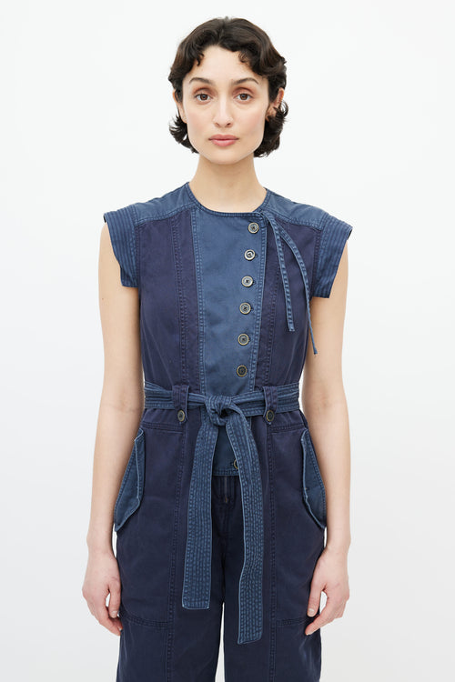 Ulla Johnson Navy Sleeveless Belted Jumpsuit