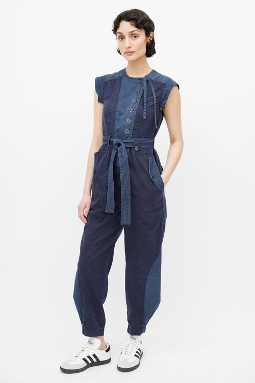 Ulla Johnson Navy Sleeveless Belted Jumpsuit