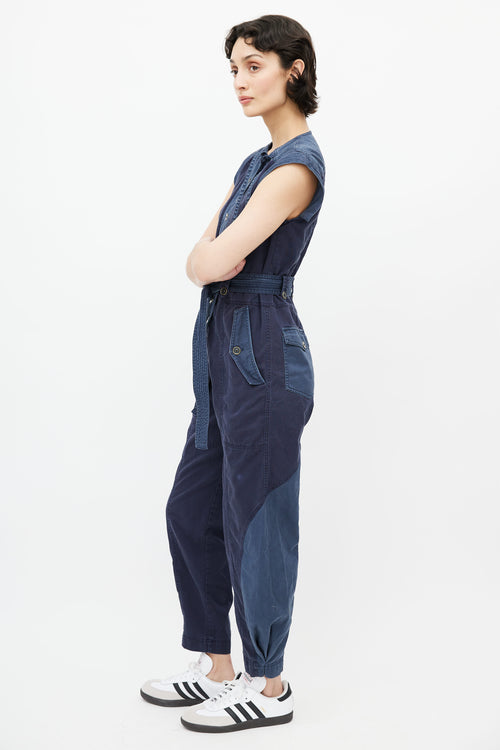 Ulla Johnson Navy Sleeveless Belted Jumpsuit