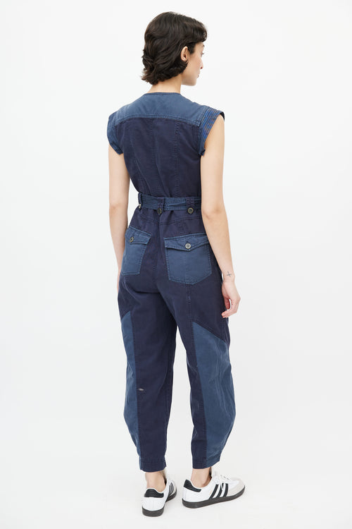 Ulla Johnson Navy Sleeveless Belted Jumpsuit