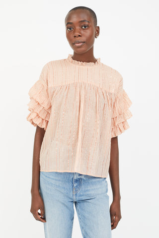 Ulla Johnson Pink Sparkle Stripe  Blouse