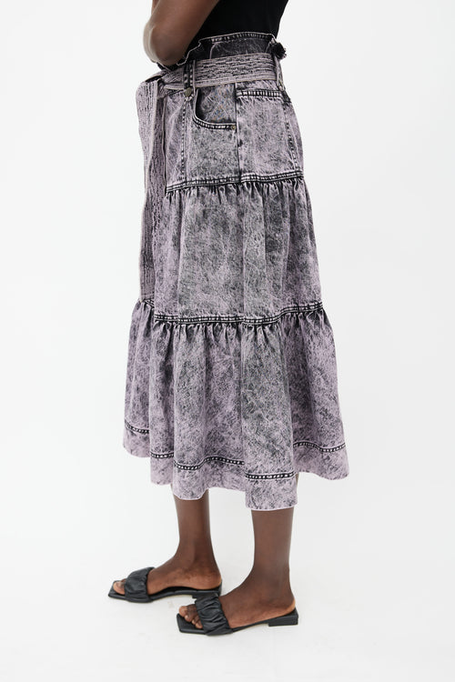 Ulla Johnson Purple Acid Wash Belted Skirt