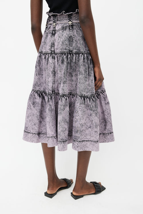 Ulla Johnson Purple Acid Wash Belted Skirt