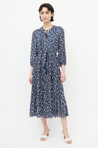 Ulla Johnson Navy 
White Floral Tassel Dress