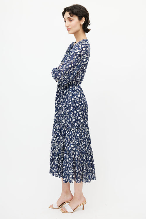 Ulla Johnson Navy 
White Floral Tassel Dress