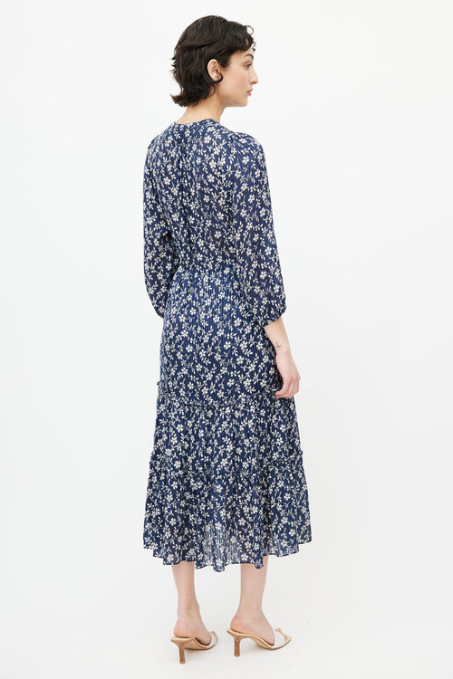 Ulla Johnson Navy 
White Floral Tassel Dress