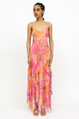 VSP Archive Pink 
Orange Floral Flutter Dress