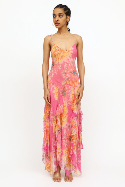 VSP Archive Pink 
Orange Floral Flutter Dress