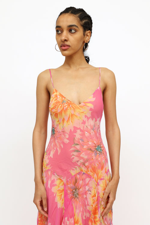 VSP Archive Pink 
Orange Floral Flutter Dress