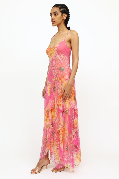 VSP Archive Pink 
Orange Floral Flutter Dress