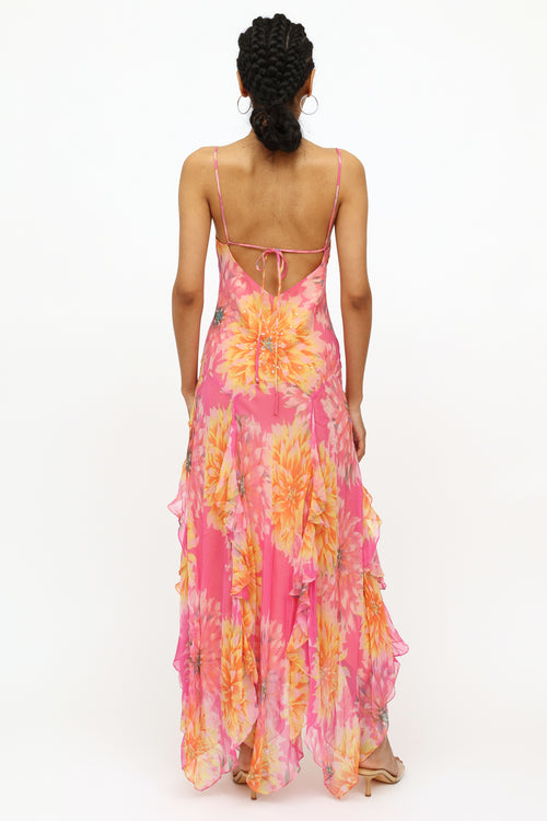 VSP Archive Pink 
Orange Floral Flutter Dress