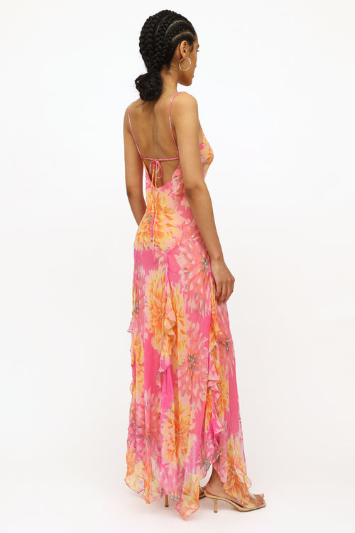 VSP Archive Pink 
Orange Floral Flutter Dress