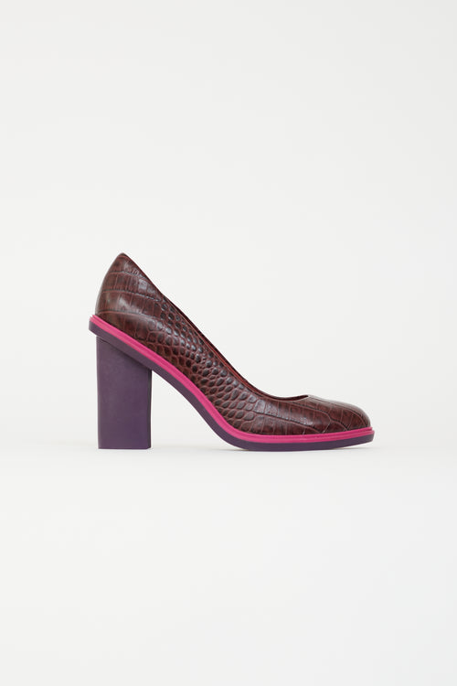 United Nude Purple Embossed Leather 
Rubber Pump