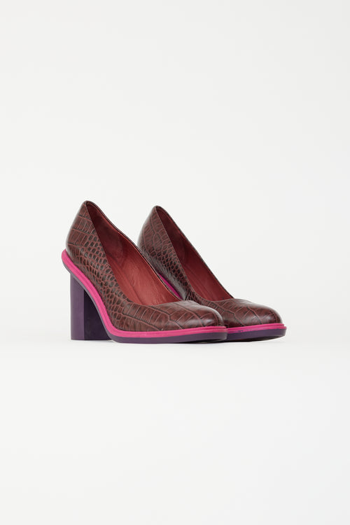 United Nude Purple Embossed Leather 
Rubber Pump