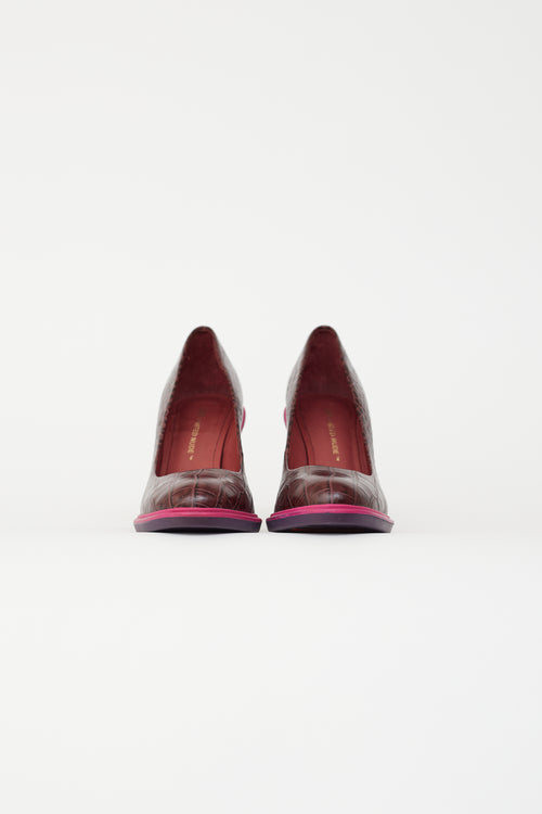 United Nude Purple Embossed Leather 
Rubber Pump