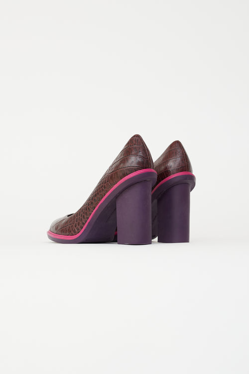 United Nude Purple Embossed Leather 
Rubber Pump