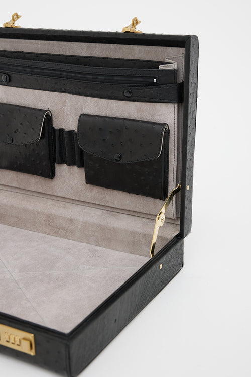 VSP Archive Black Textured Leather Briefcase