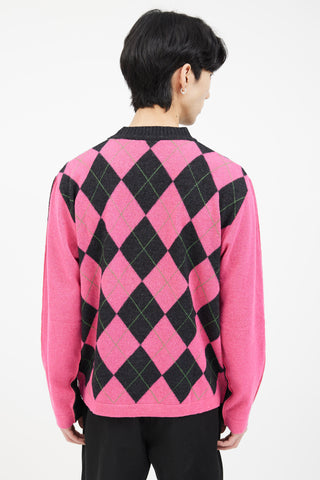 VSP Archive Dark Grey 
Pink Argyle Pattern Sweater