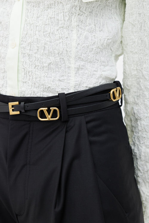 Valentino Black 
Gold Slim Logo Wrap Belt