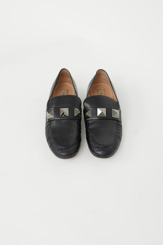 Valentino Black Leather Rock Stud Loafer