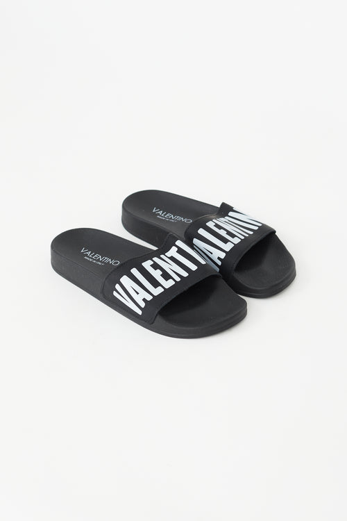 Valentino Black 
White Logo Slide