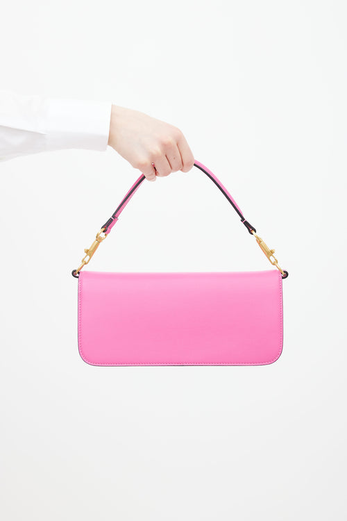 Valentino Pink Leather Locò V Logo Shoulder Bag