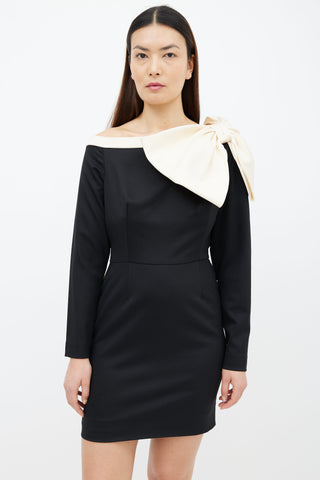 Valentino Pre-Fall 2012 Black 
Cream Bow Long Sleeve Short Dress