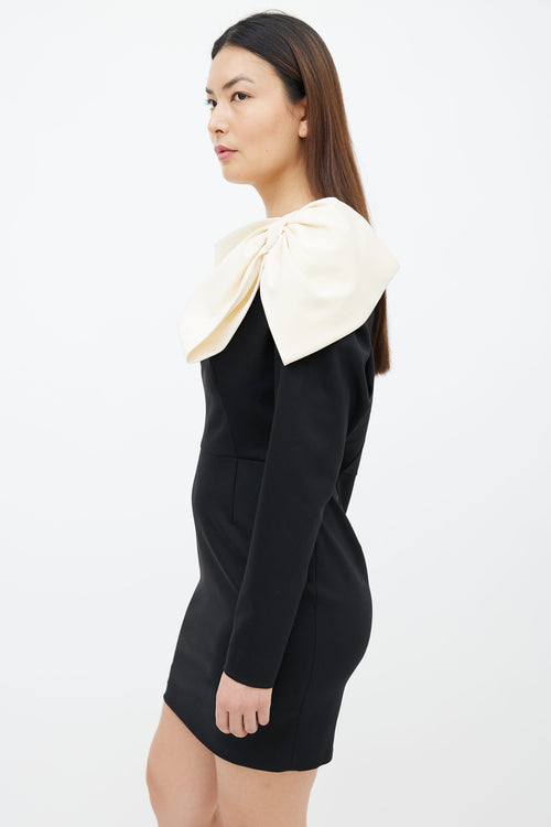 Valentino Pre-Fall 2012 Black 
Cream Bow Long Sleeve Short Dress