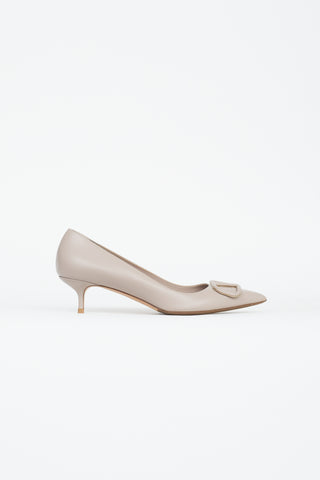 Valentino Taupe Leather VLogo Signature Heel